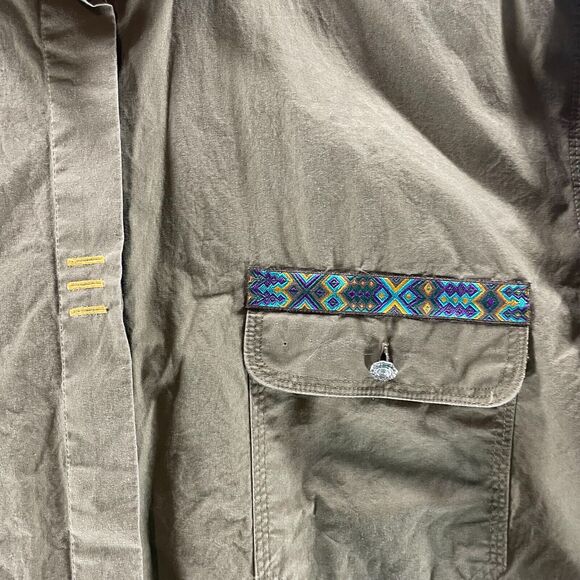 Cricket Shirt Womens Medium Green Long Sleeve Button Up Pockets Southwestern VTG - Picture 4 of 14